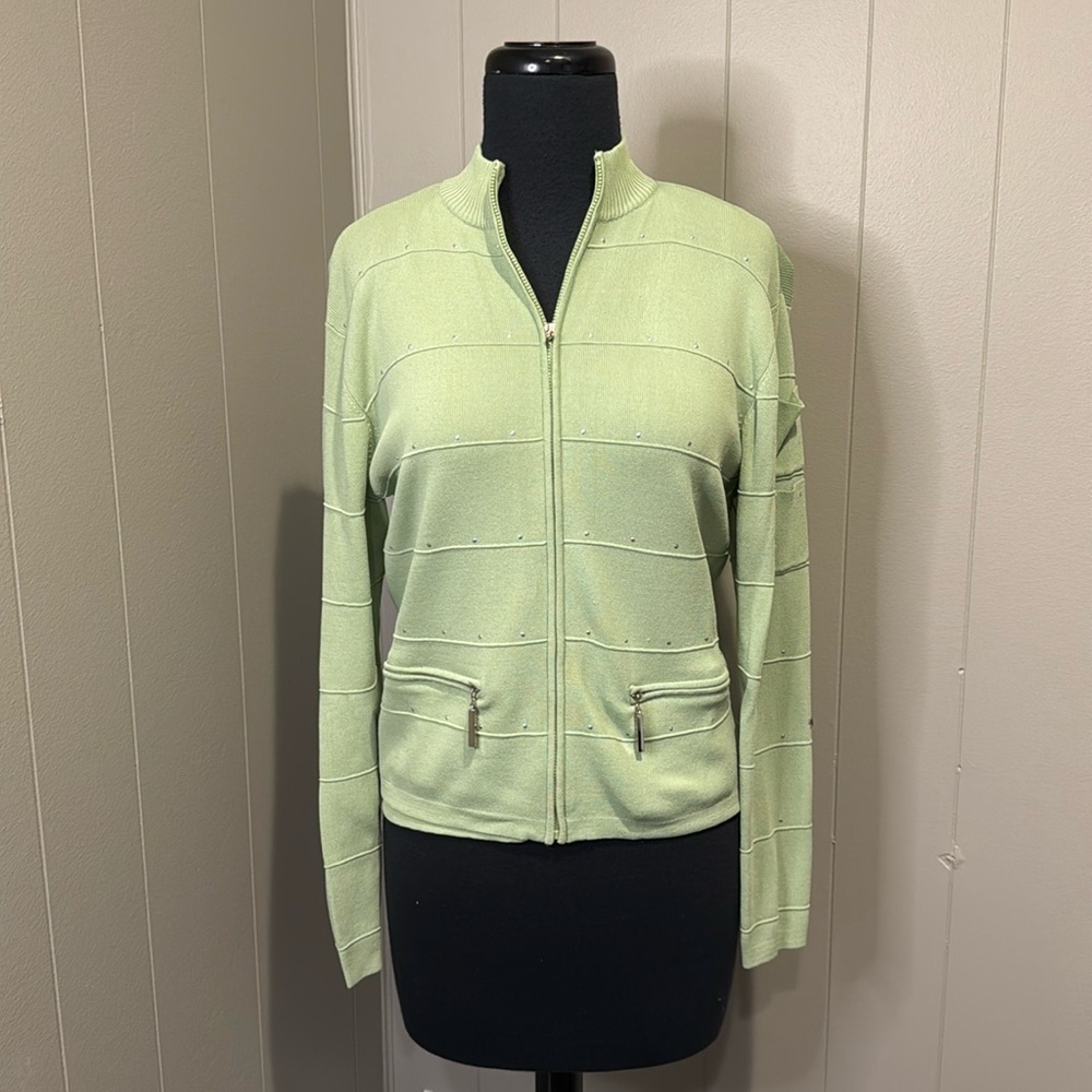 Jamie Sadock Women’s Small Coordinating Tank Top Sweater Jacket Zip Up Knit Stud